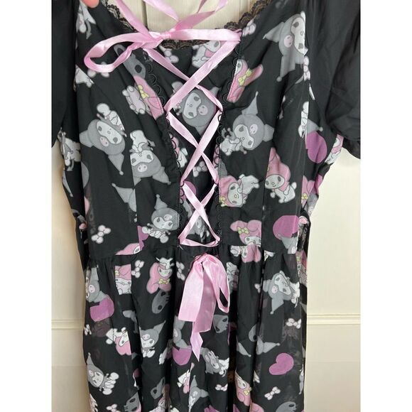 My Melody & Kuromi Lace-Up Chiffon plus size Dress - Picture 6 of 7